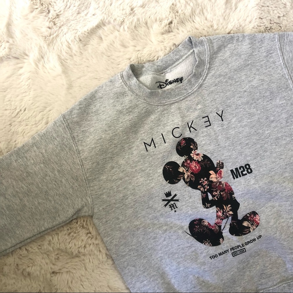 Neff x Disney Floral Mickey OG Crew Neck Grey Sweatshirt